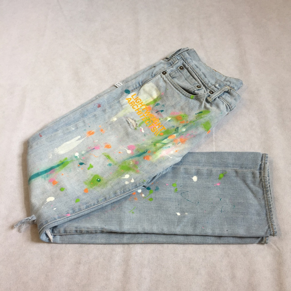 Custom Splattered Levi’s Lightwash 511 Skinny